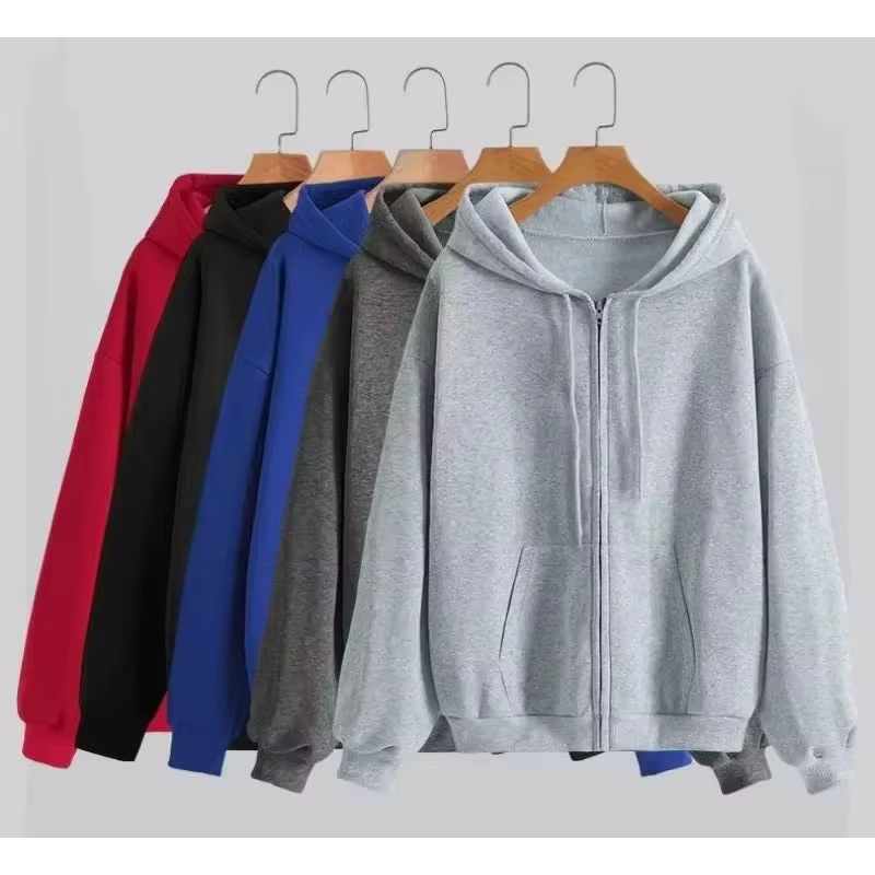 Surdimensionné sweat à capuche pour femme décontracté solide fermeture éclair sweat à capuche Haraju
