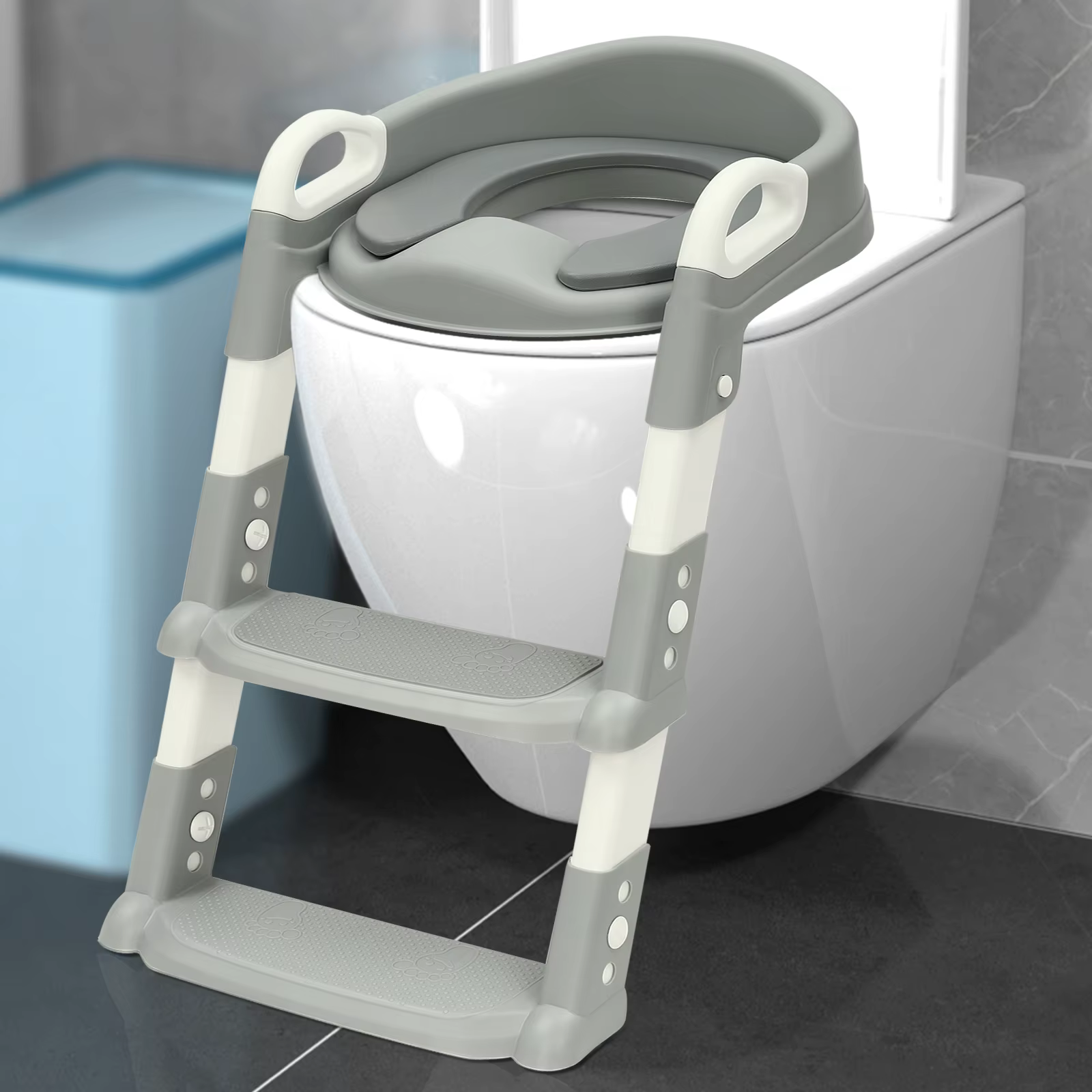 Siège de toilette pliable pour enfants de 2 à 7 ans, réglable en hauteur, avec coussin en PU amovibl