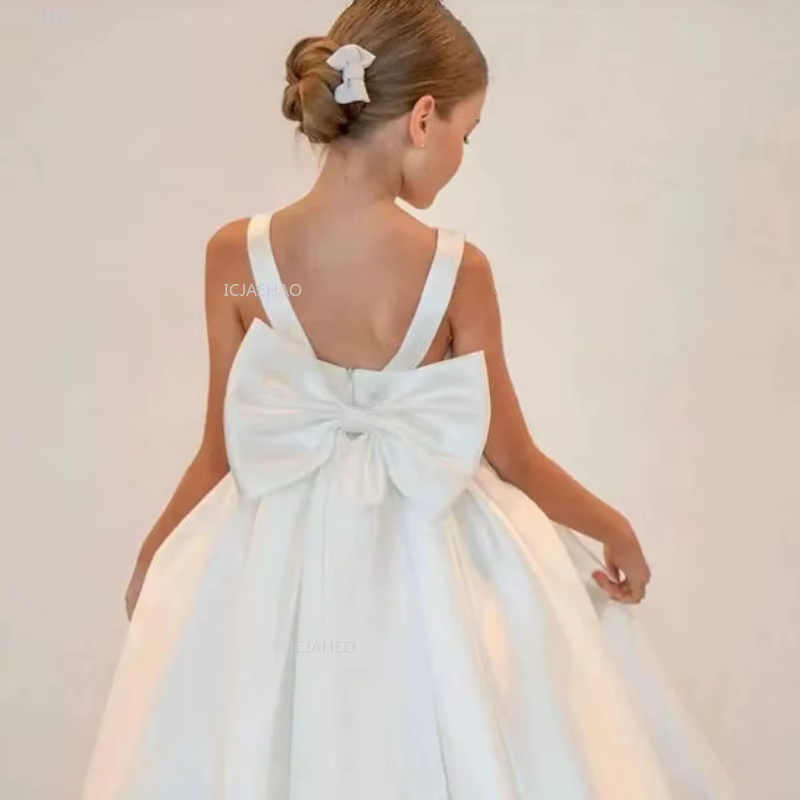 Robe de soirée longue en Satin pour filles, sans manches, Style français, robe de soirée princesse f