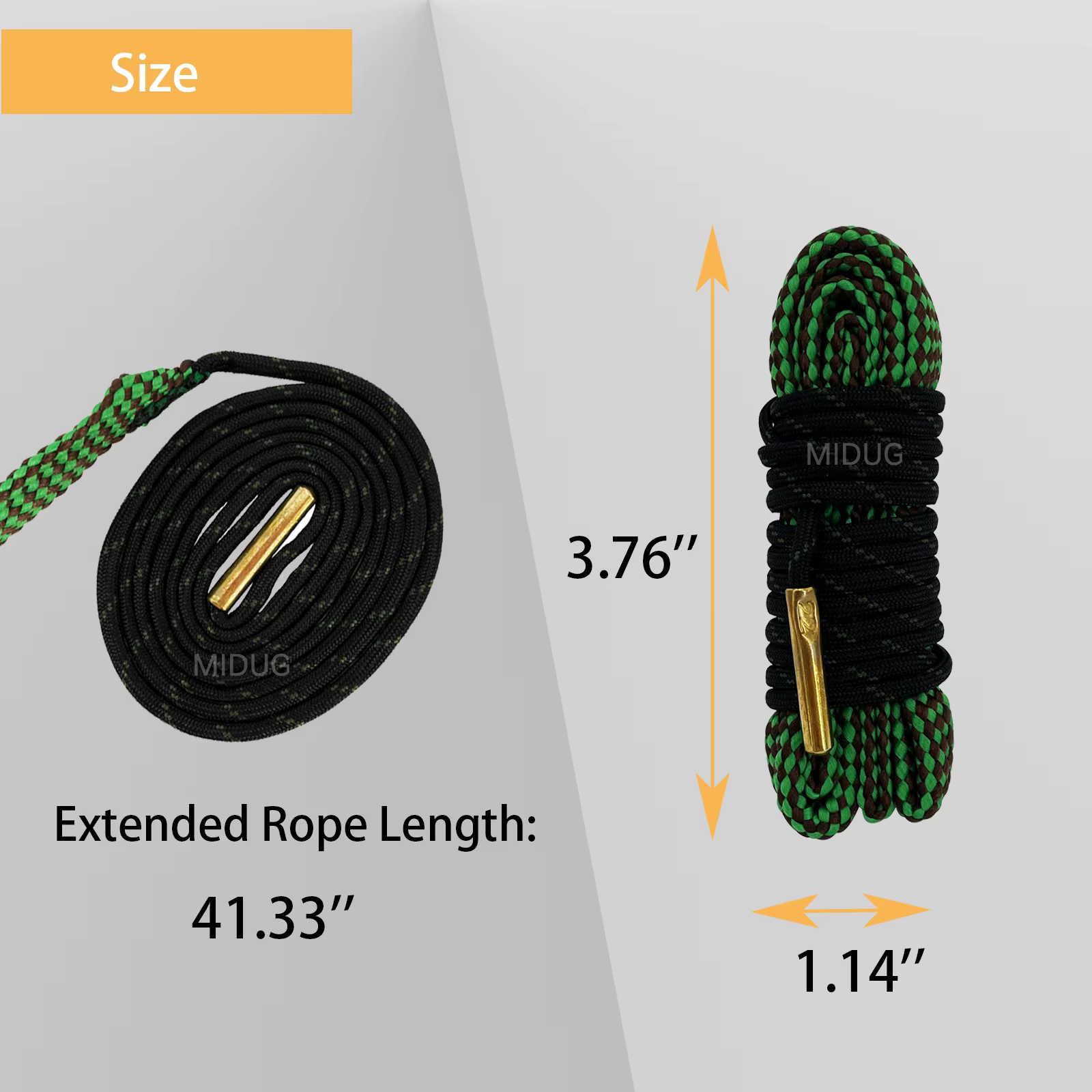 MIDUG 12 GA Kit de nettoyage de pistolet alésage de fusil propre serpent baril alésage brosse corde 