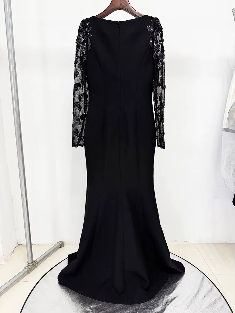 HIGH STREET Nouvelle Collection 2026 Robe Longue de Soirée Designer pour Femme, à Manches Longues, e