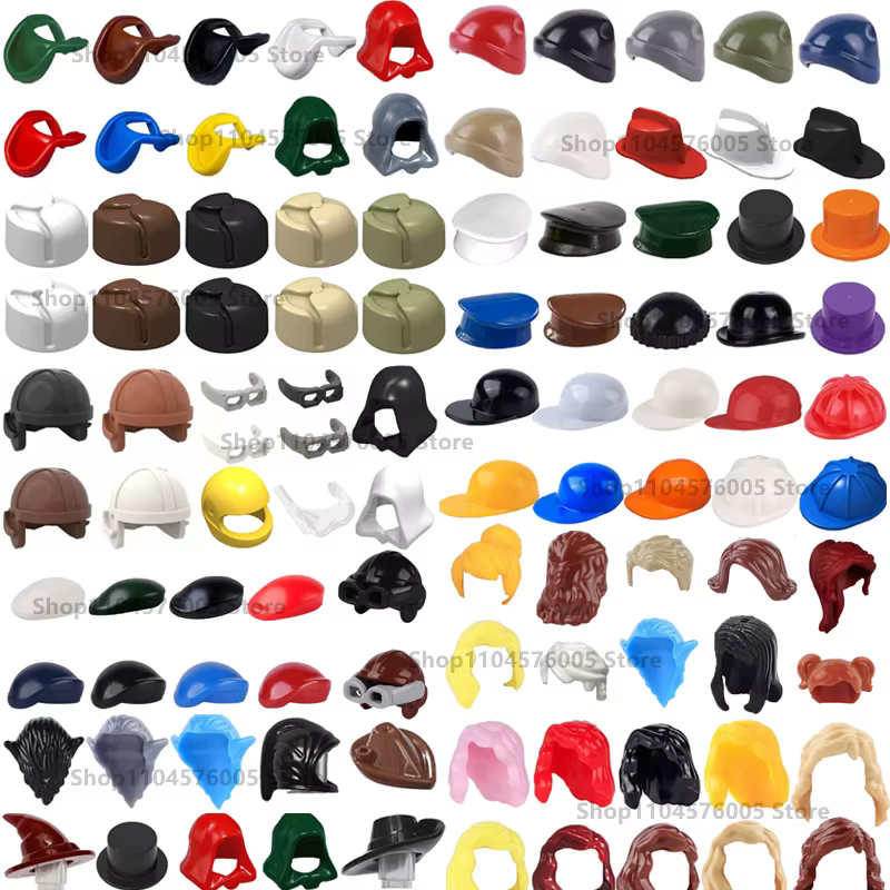 MOC – blocs de construction de cheveux bruns, figurines de ville, corps, accessoire créatif, pièces 