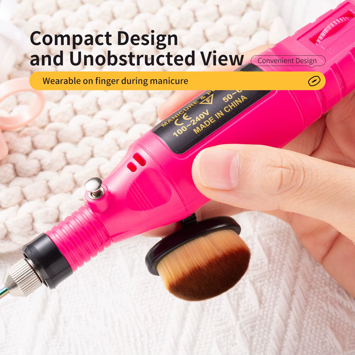 Brosse de nettoyage de la poussière de manucure, plumeau d'anneau de doigt, cheveux doux, vernis à o