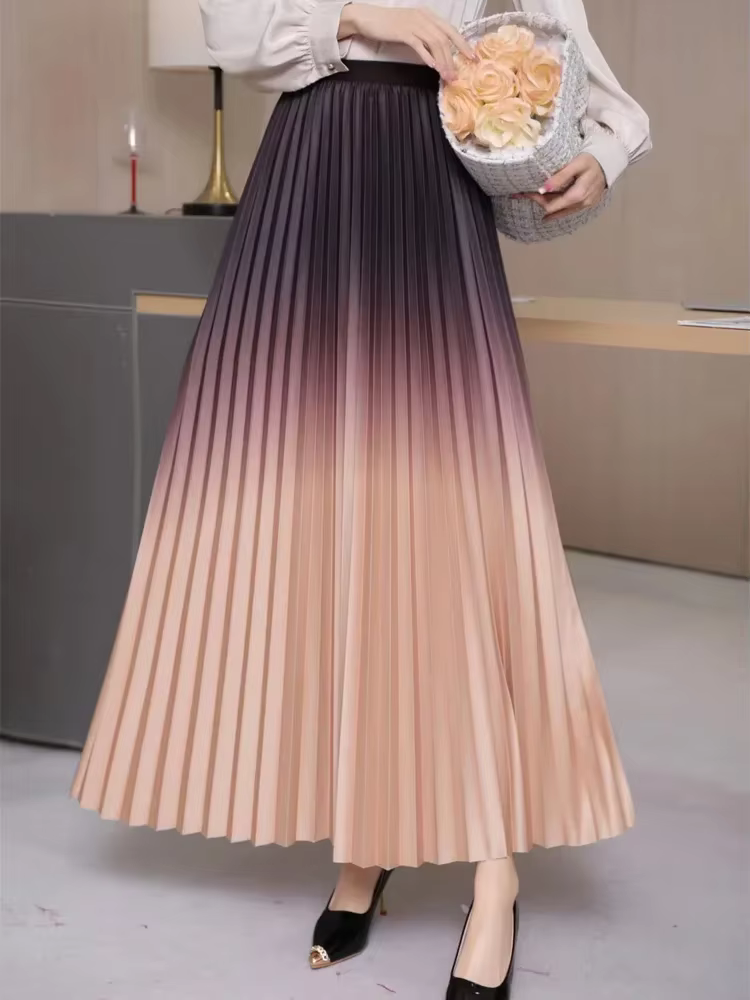 Jupe longue plissée longueur au sol pour femme, maxi, décontractée, patchwork, élégante, document ni