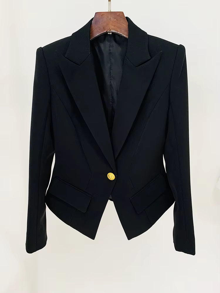 HIGH STREET Nouveauté 2026 Veste de créateur tendance pour femme, coupe ajustée, blazer à revers à b