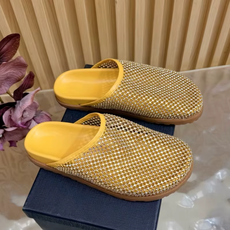 Pantoufles plates pour femmes, bout rond, cuir véritable de haute qualité, style neutre, mode décont