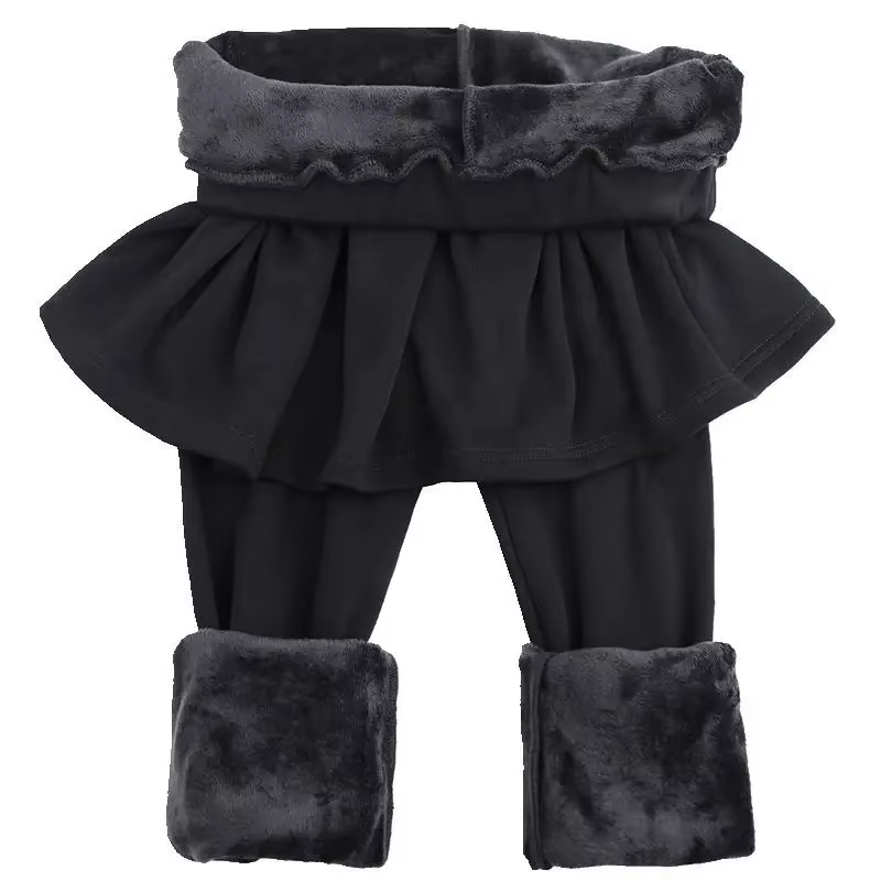 Femmes jupes plissées Leggings épaissi peluche hiver chaud pantalon thermique serré pantalon Leggins