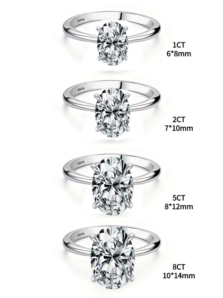 ROUSLY – bague ovale en argent Sterling 925 brillant pour femmes, pierre ovale en Zircon de 1 à 8CT,