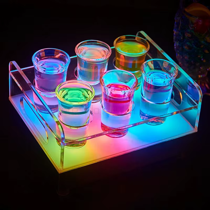 Plateau de service en verre à liqueur 4.2 par LED aste, boîte de nuit, bar, fête, salon, changement