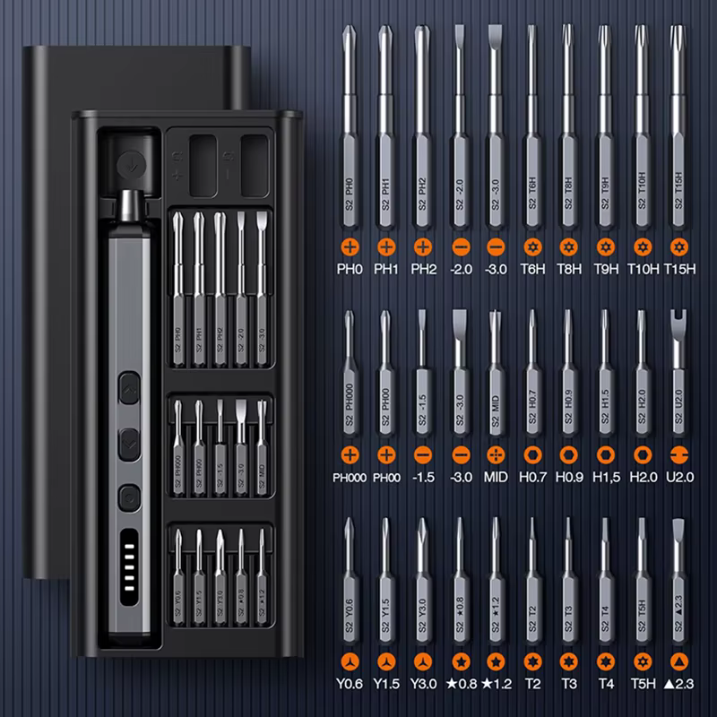 Jeu de tournevis électriques, Kit d'outils électriques de précision rechargeables avec lumière LED 3