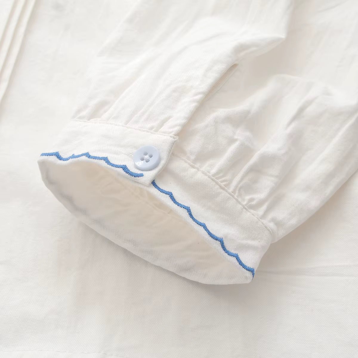 Chemises brodées de fleurs en coton pour femmes, hauts à col à revers, manches longues, chemisiers a
