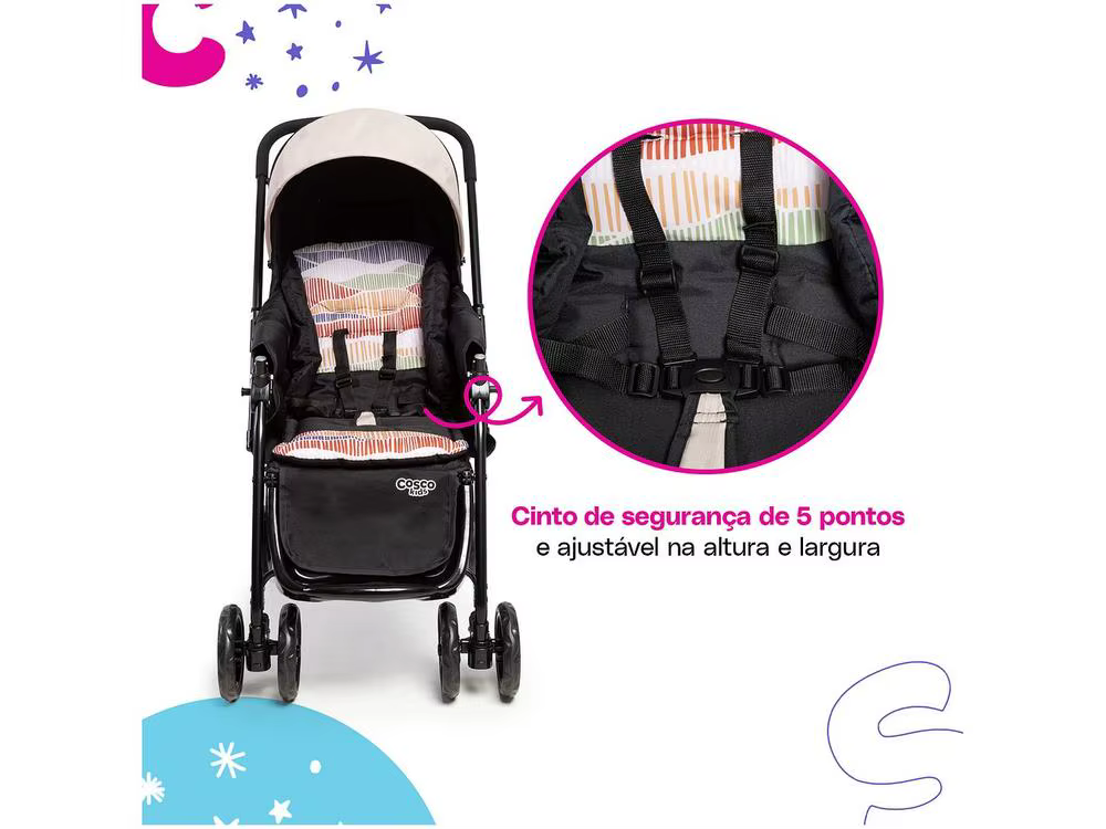 Poussette Confortable pour Bébé de 0 à 15kg, Système de Voyage Cosco pour Enfant, Paupières, 4 Roues