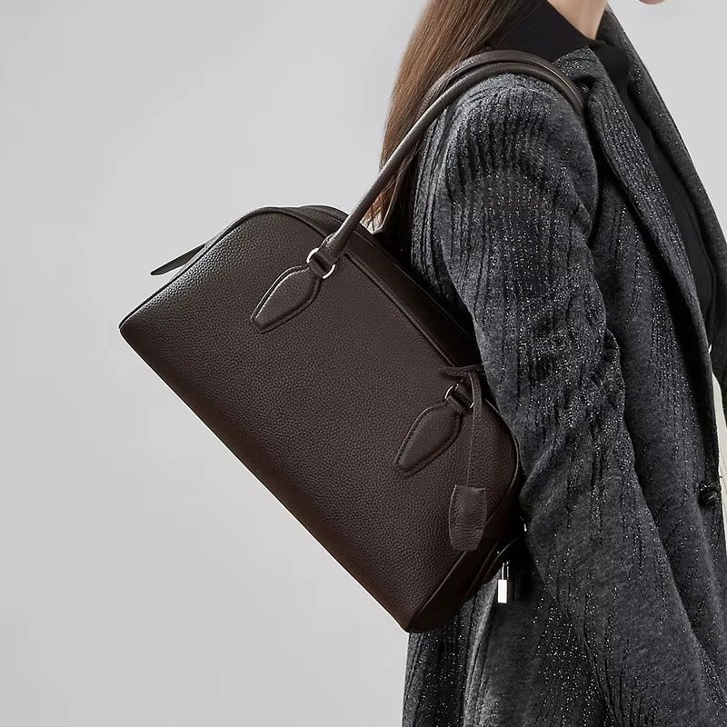 Nouveau Sac Boston 2026 pour Femme en Cuir Véritable de Haute Qualité, avec Poignée Supérieure, Coul