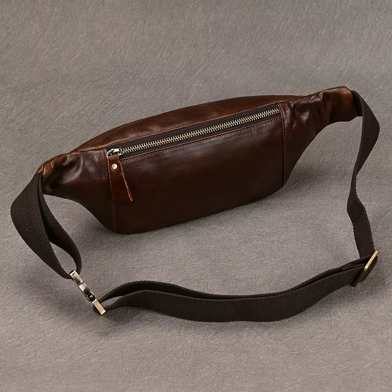 Sacs de poitrine en cuir pour hommes, sac à bandoulière lancé pour homme, sac de taille masculin, sa