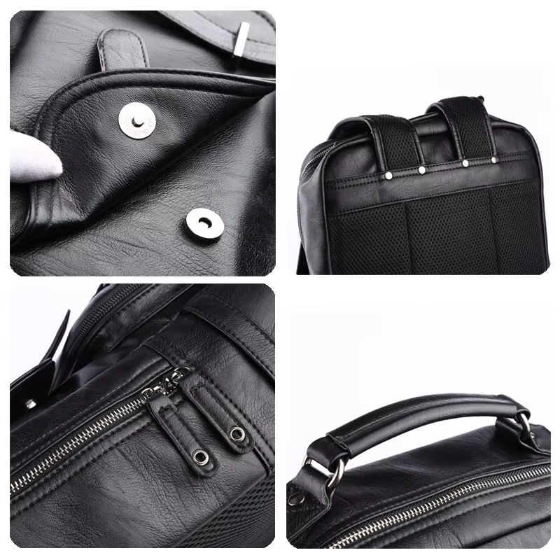 MOYYI-Sac à dos en cuir pour ordinateur portable pour homme, sac à dos de voyage étanche, sac d'affa