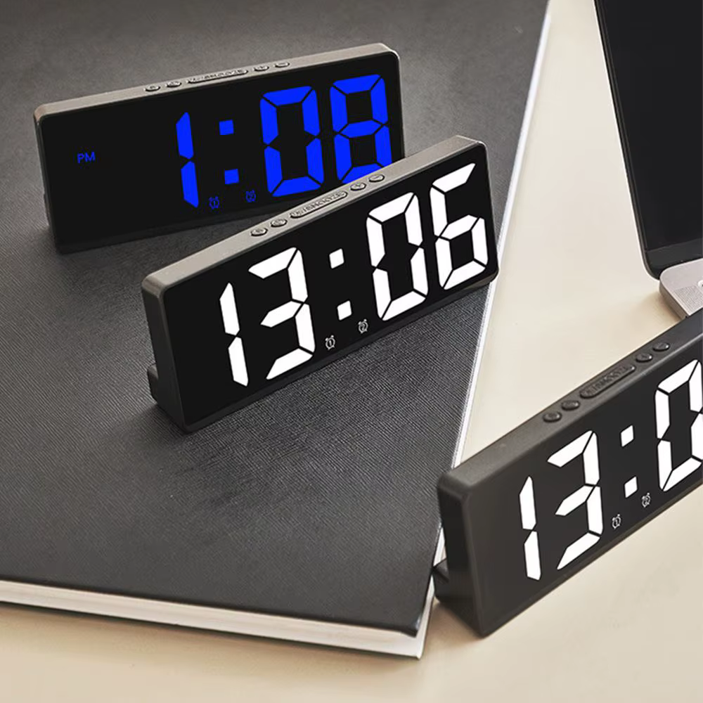 Horloge numérique LED électronique créative, veilleuse, température, calendrier, réveil, grand nombr