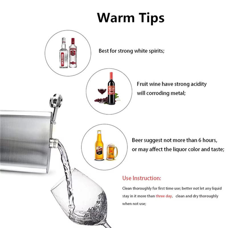 1 2 3 4 5 6 7 8 9 10 12 18oz fiole en acier inoxydable avec entonnoir poche fiole alcool whisky hanc
