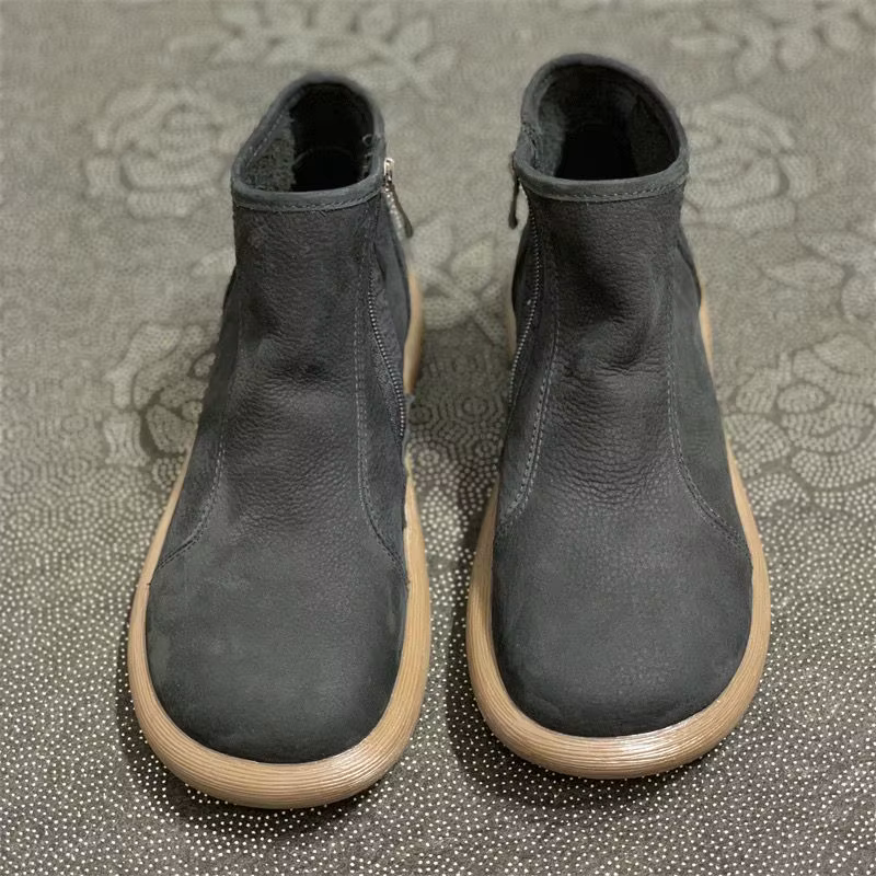 Bottes Chelsea à bout large pour hommes, chaussures d'automne et d'hiver en cuir de vache, montantes