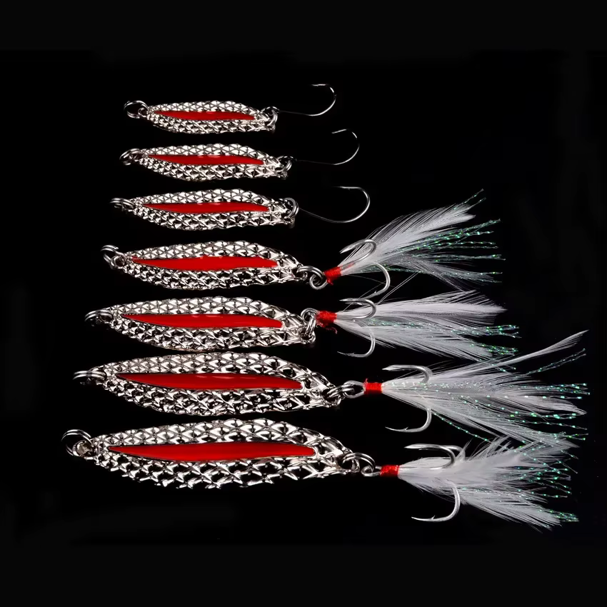 4 pièces cuillère de leurre de pêche en métal lumineux 2.5g 5g 7g 10g 15g 20g or/argent appât de poi