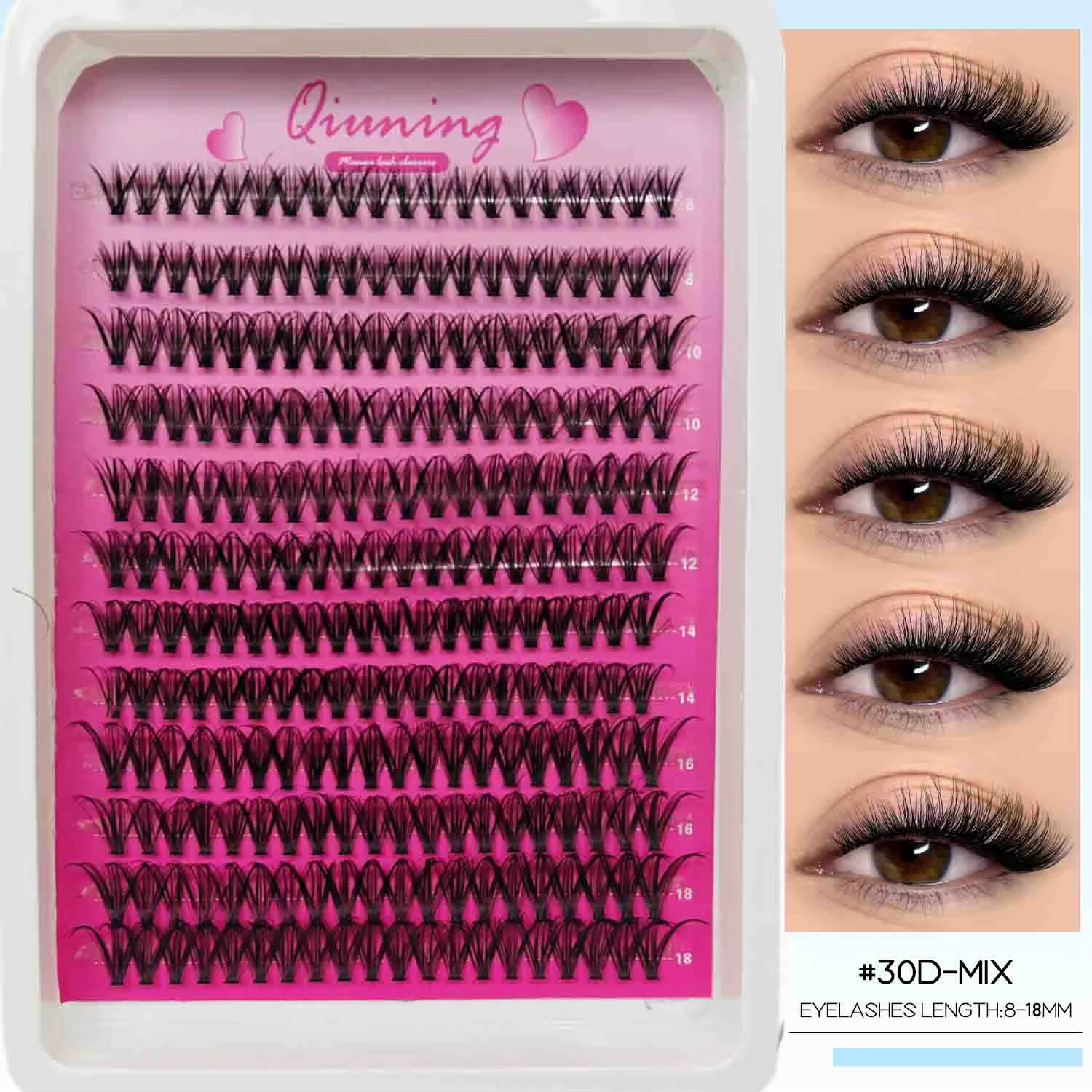 Cils en grappes QIUNING, cils de chat, cils individuels vaporeux, extensions de cils, cils en grappe