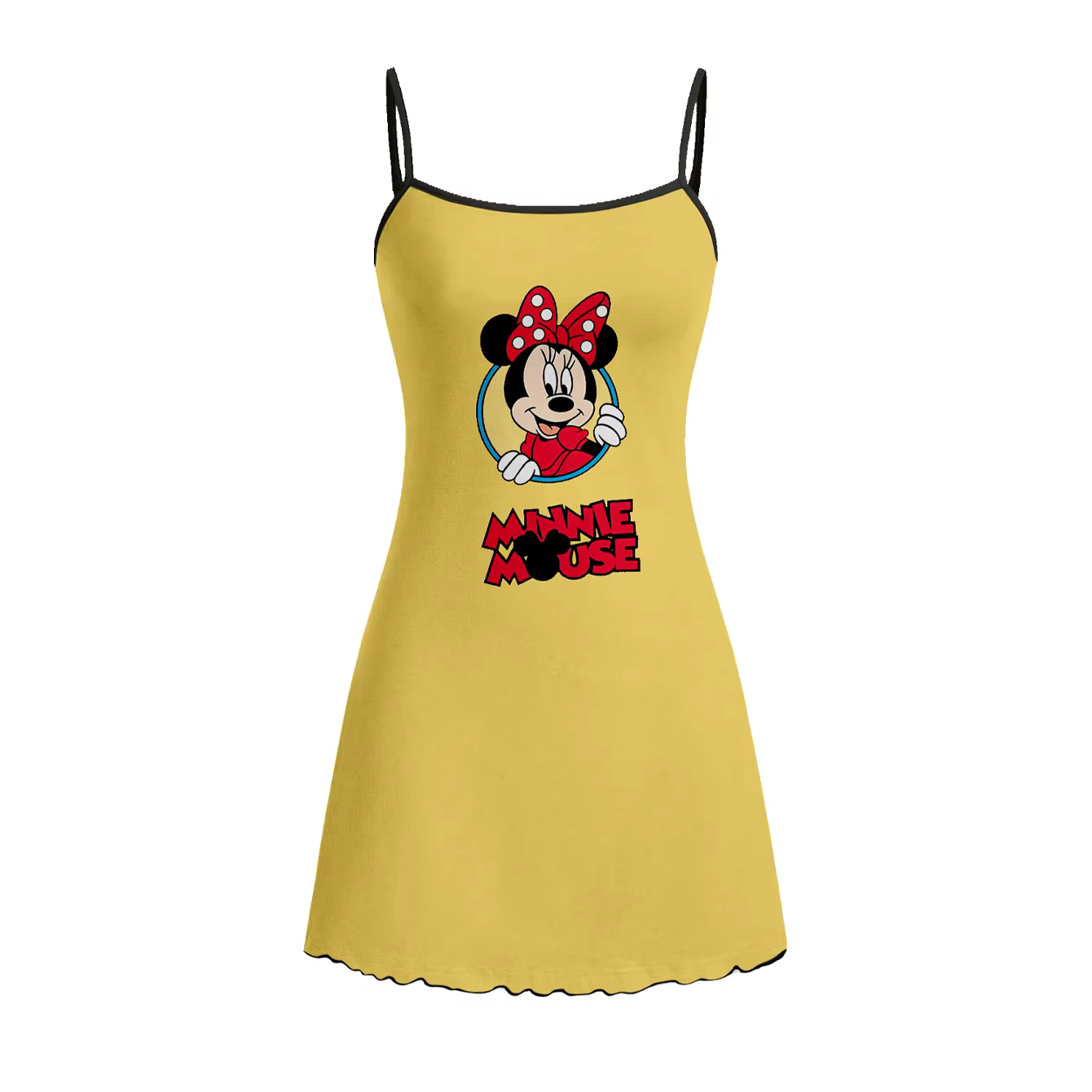 Pyjama pour femmes avec jupe suspendue à motif de nœud de dessin animé Disney Minnie, vêtements de m