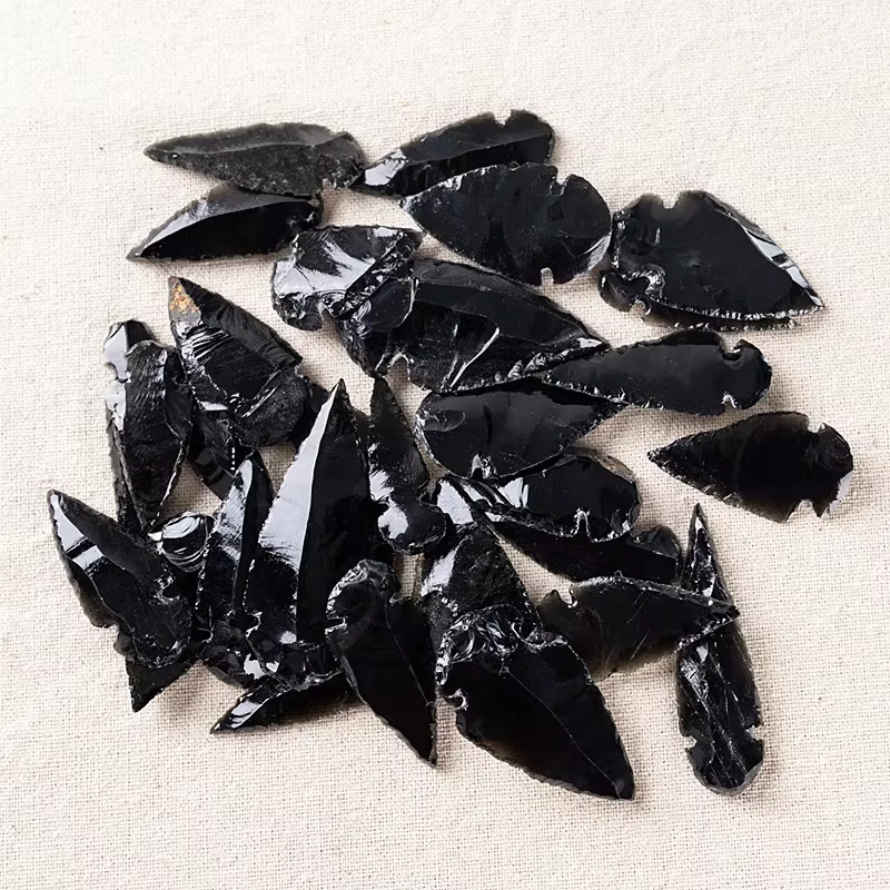 Quartz obsidienne en forme de flèche naturelle, 3 pièces, cristal d'esprit maléfique, décoration de
