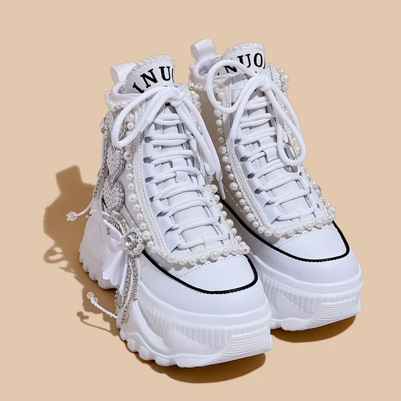 Mode chaussures pour femmes printemps décontracté semelle épaisse 8cm baskets de créateur filles à l