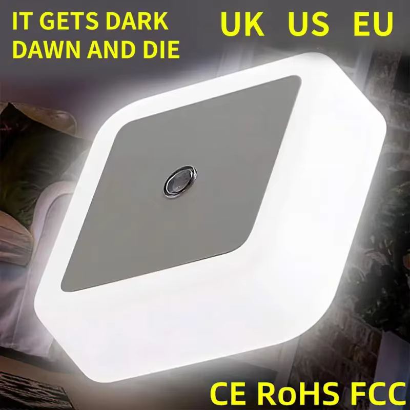 Mini veilleuse LED prise ue/US/UK capteur de lumière forme carrée lampe de nuit pour chambre d'enfan