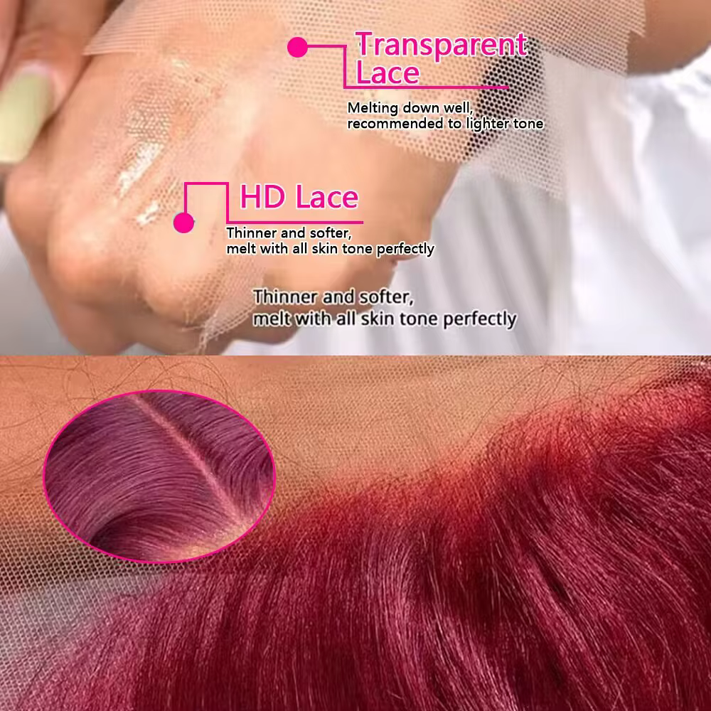 Perruque Lace Front Wig Deep Wave Naturelle Bouclée Rouge Bordeaux 99J, 13x4, Pre-Plucked, Densité 1