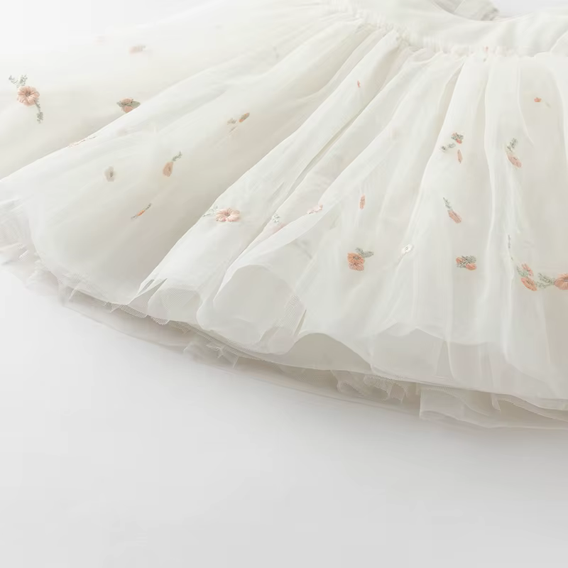 Dave Bella robe élégante pour les filles automne printemps enfants coton charme dentelle maille robe