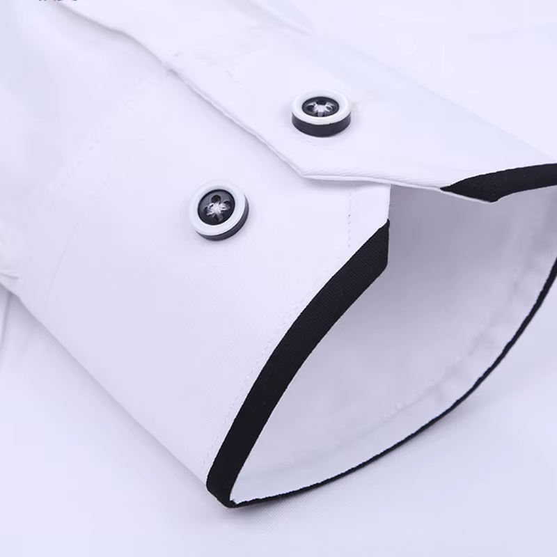 Chemise à col montant pour hommes, classique, col rond, coupe slim, col vertical, manches longues, c