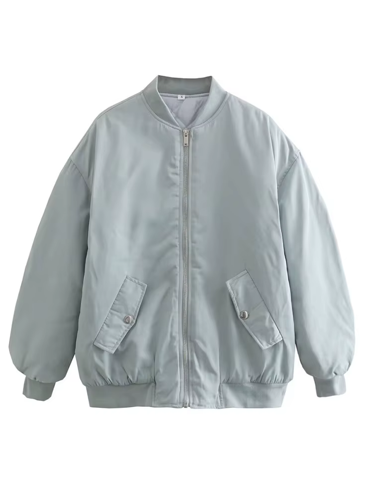 YENKYE – veste bombardier Vintage à manches longues pour femmes, Streetwear, ample, vert, avec ferme