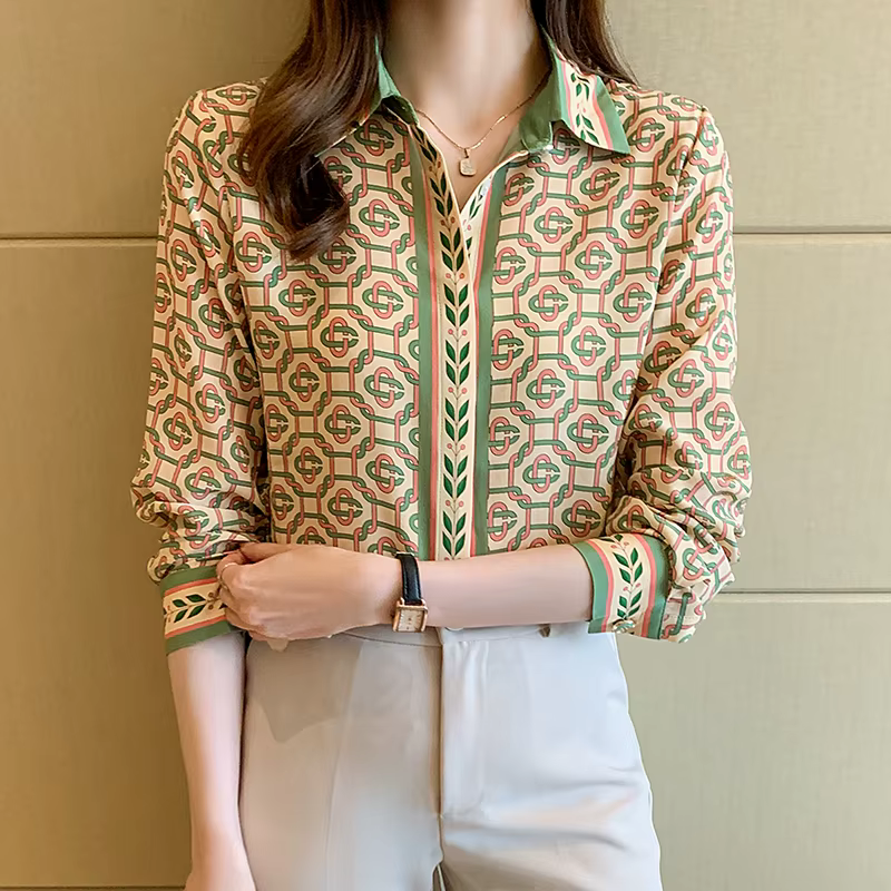 Mode dames chemises nouveau élégant femmes Blouses à manches longues boutonné hauts blusa mujer