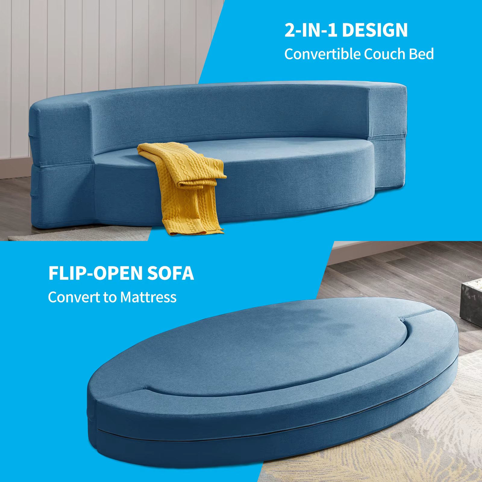 HORGgland-Canapé-lit pliant narO, canapé-lit, chaise longue pour invités, matelas de sol convertible