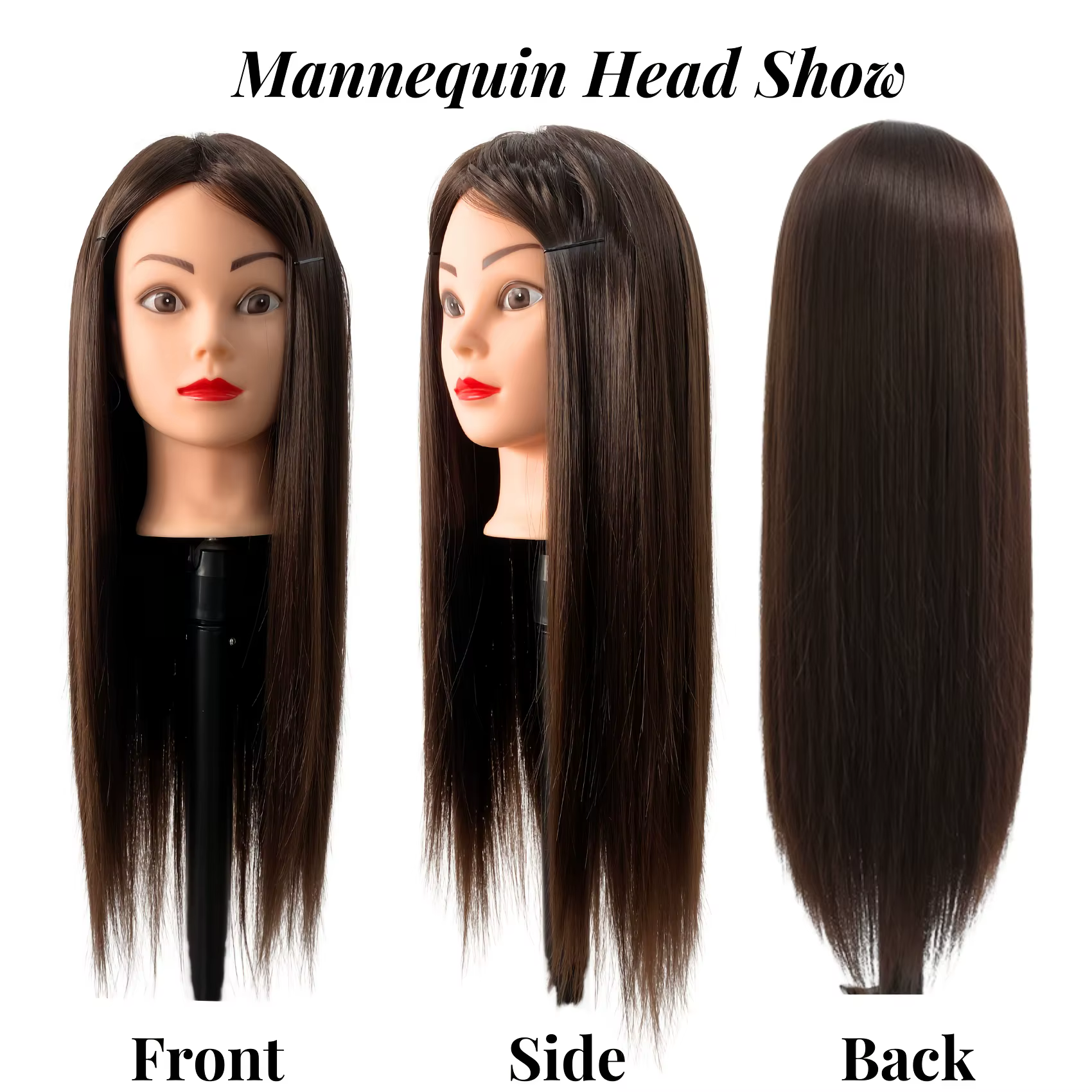 Tête de mannequin femme professionnelle de 26 pouces avec cheveux pour tresser, coiffage et pratique