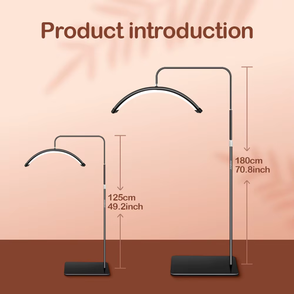 Andoer HD-M6X 36W sol LED lumière vidéo demi-lune en forme de lumière de remplissage 3200K-5600K rég