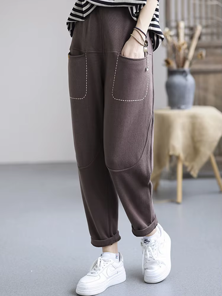 Amax luluE femmes rétro couleur unie droit sarouel femmes hiver mode coréenne Fitness 2024 taille ha