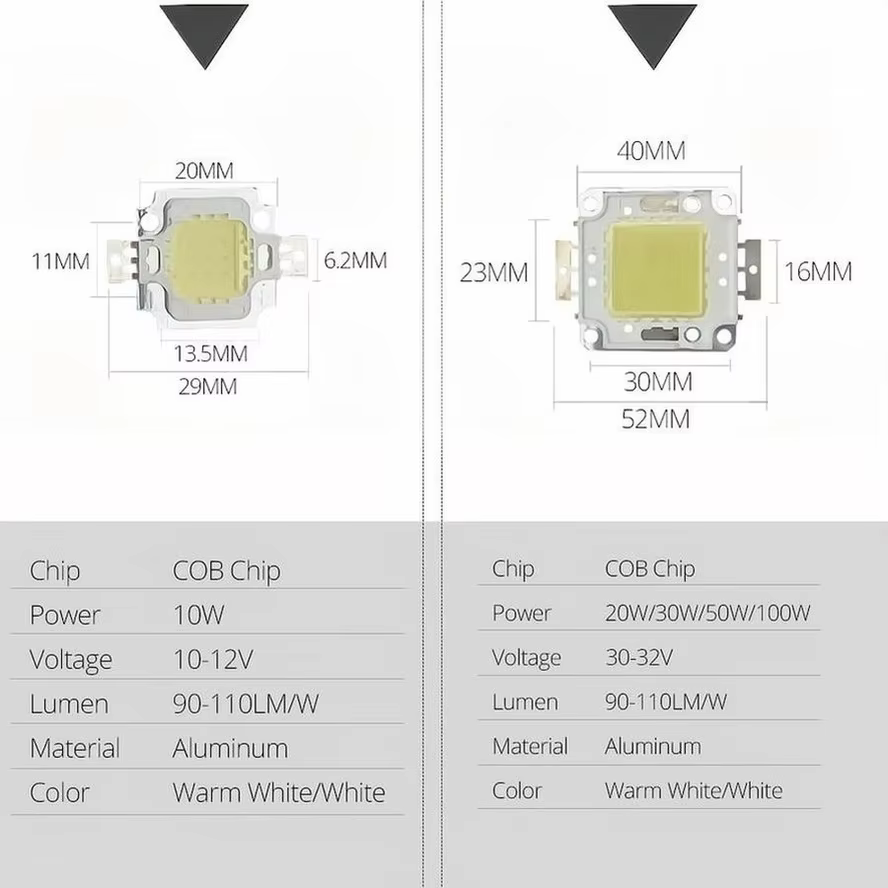 3/pcs haute luminosité LED perles puce 100W 50W 30W 20W 10W LED COB puce blanc chaud blanc pour bric