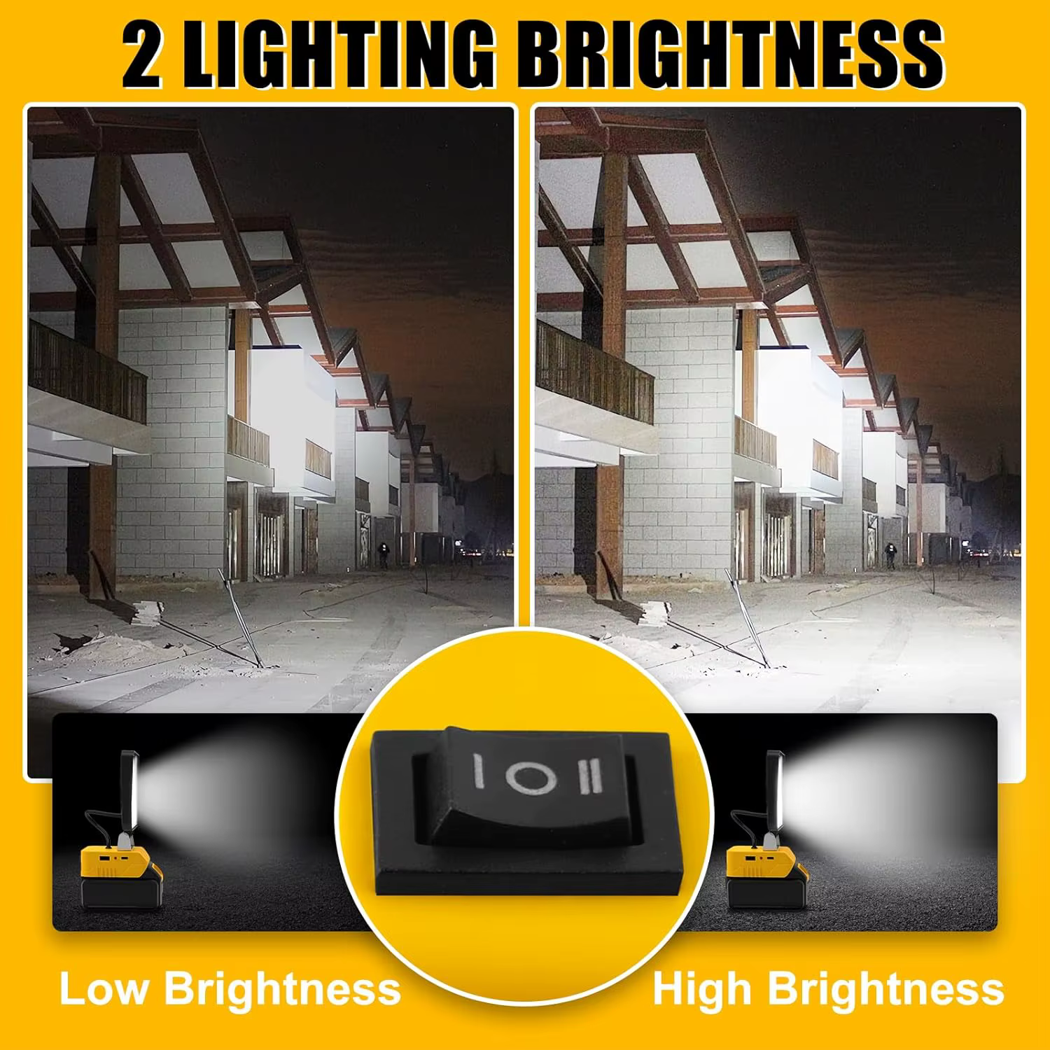Lampe de travail LED portable 5200LM 48W, lampe de travail sans fil, base réglable, lampe de travail