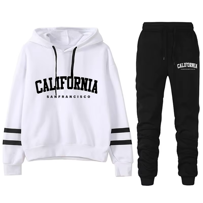 California Womens Survêtement Casual Stripe Polyvalent Sweat à capuche ou pantalon ou costume Simpli