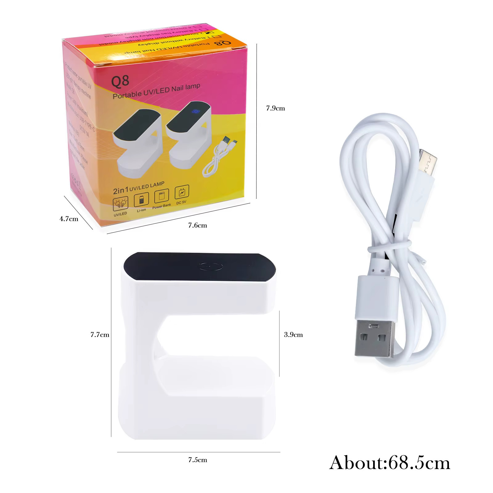 Mini lampe à ongles USB LED et UV, Machine de manucure pour le durcissement du vernis Gel, sèche-ong