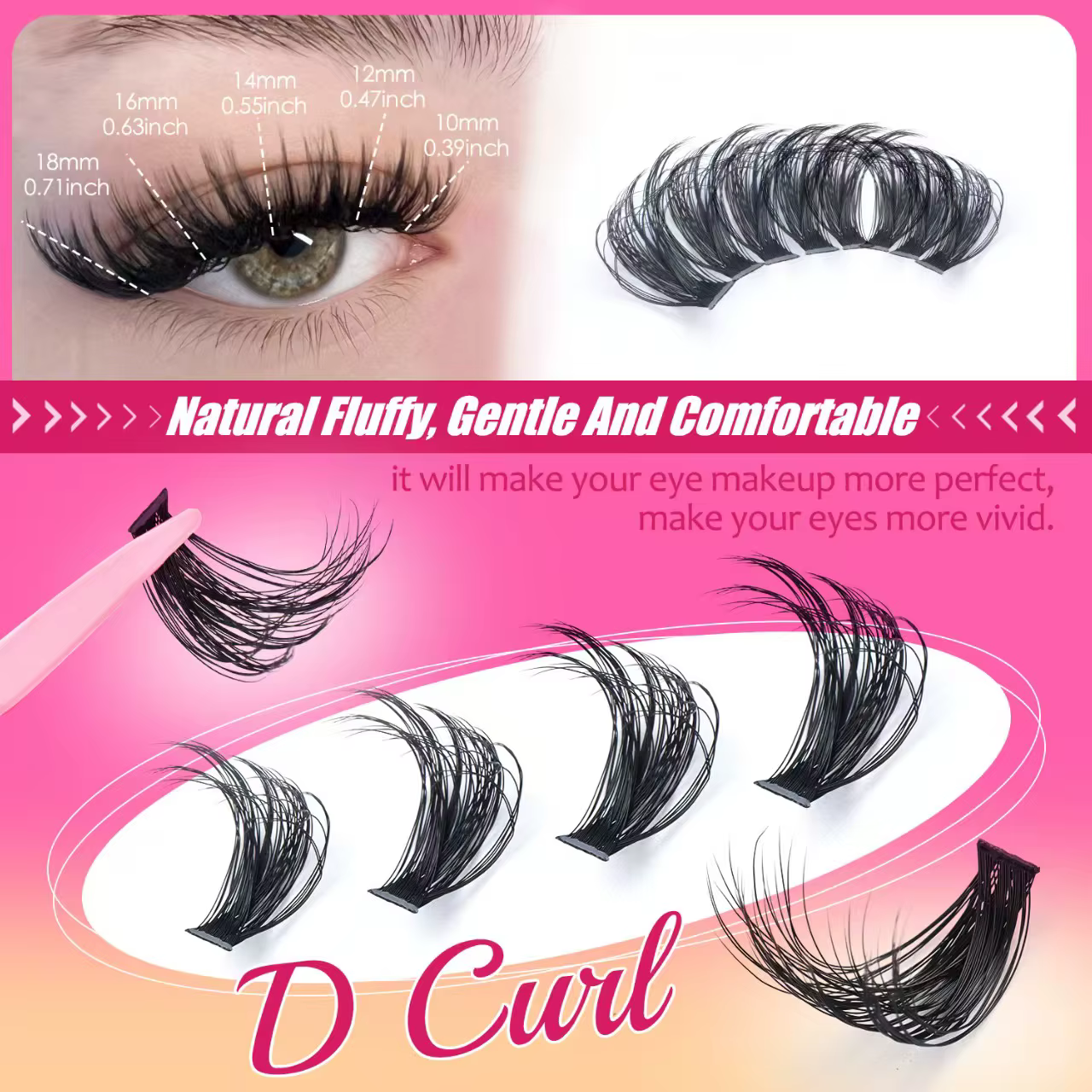 Cils en grappes QIUNING, cils de chat, cils individuels vaporeux, extensions de cils, cils en grappe