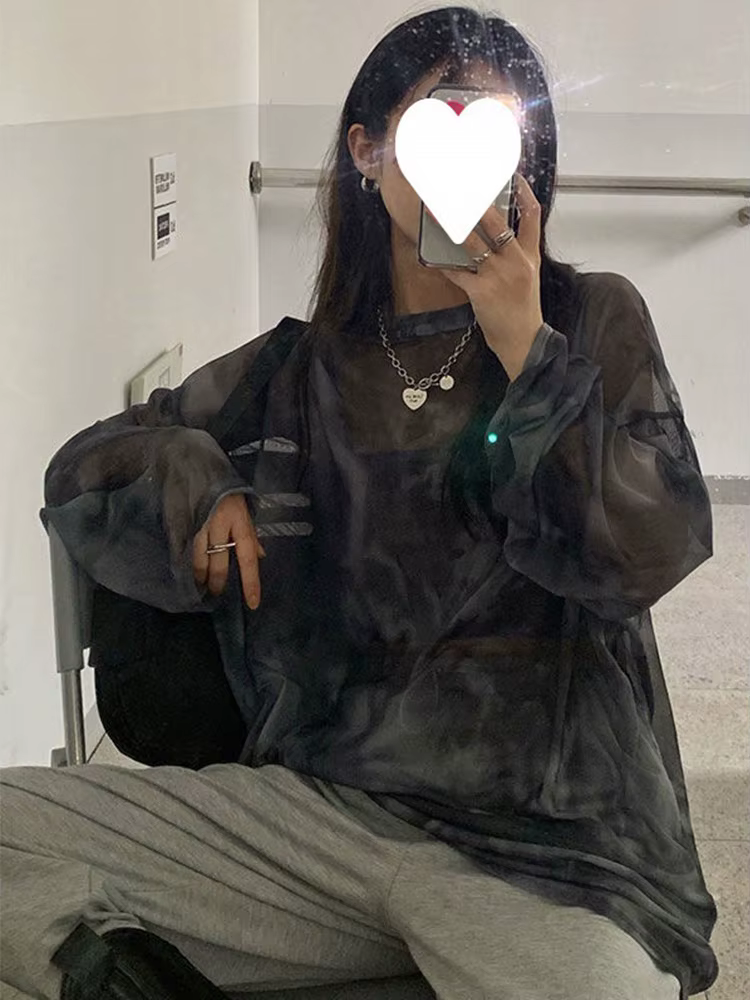T-shirt à Manches sulfpour Femme, Vêtement Confortable et Chic, Minimaliste, Harajuku, Printemps