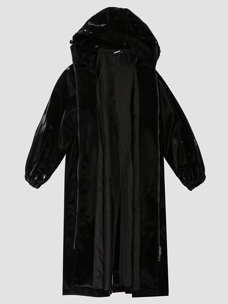 Mauroicardi-Manteau Long en Faux Cuir PVC pour Femme, Imperméable et Brcorporelle, avec Poignées, Ca