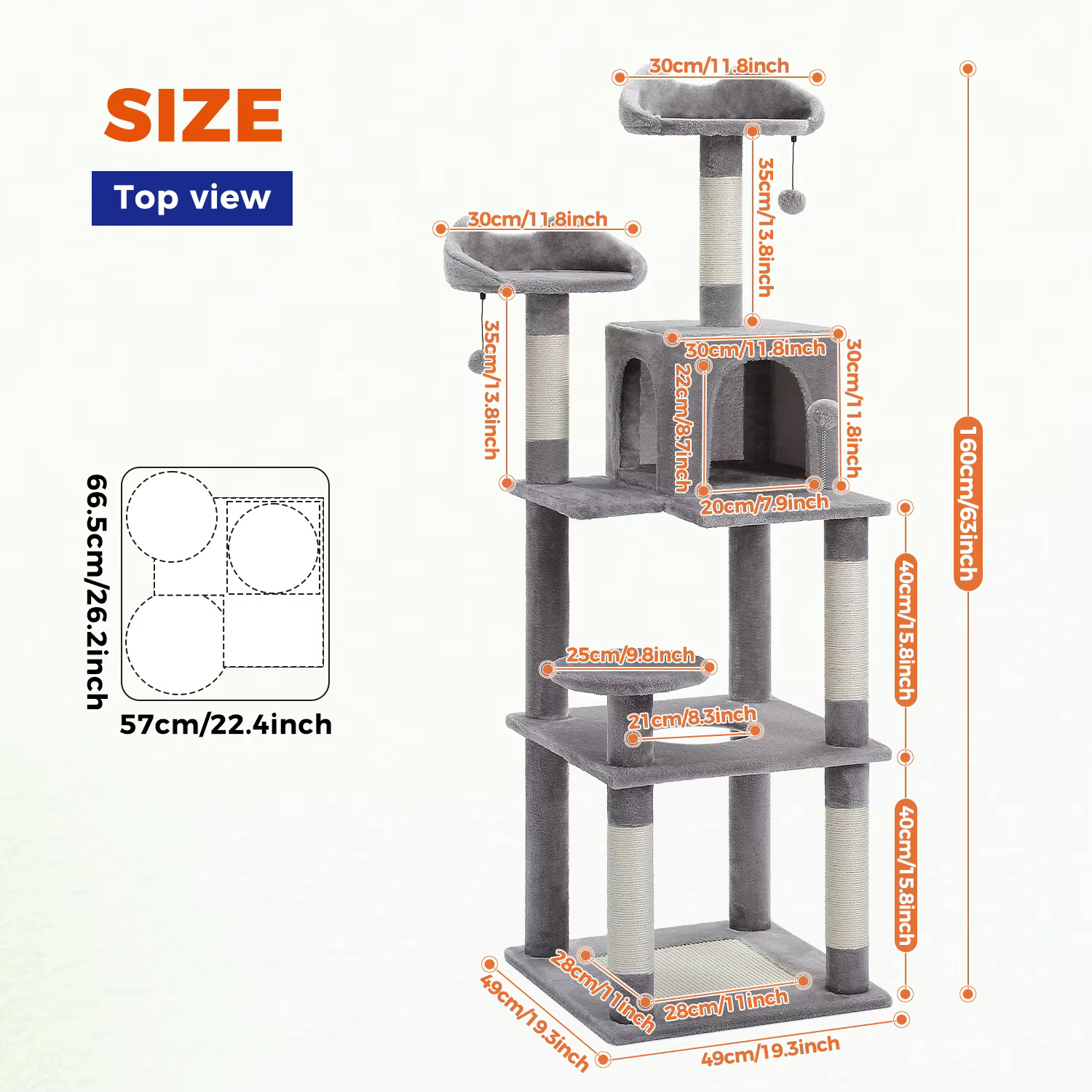 Tour d'arbre à chat à plusieurs niveaux pour chats d'intérieur, poteau à gratter recouvert de sisal,