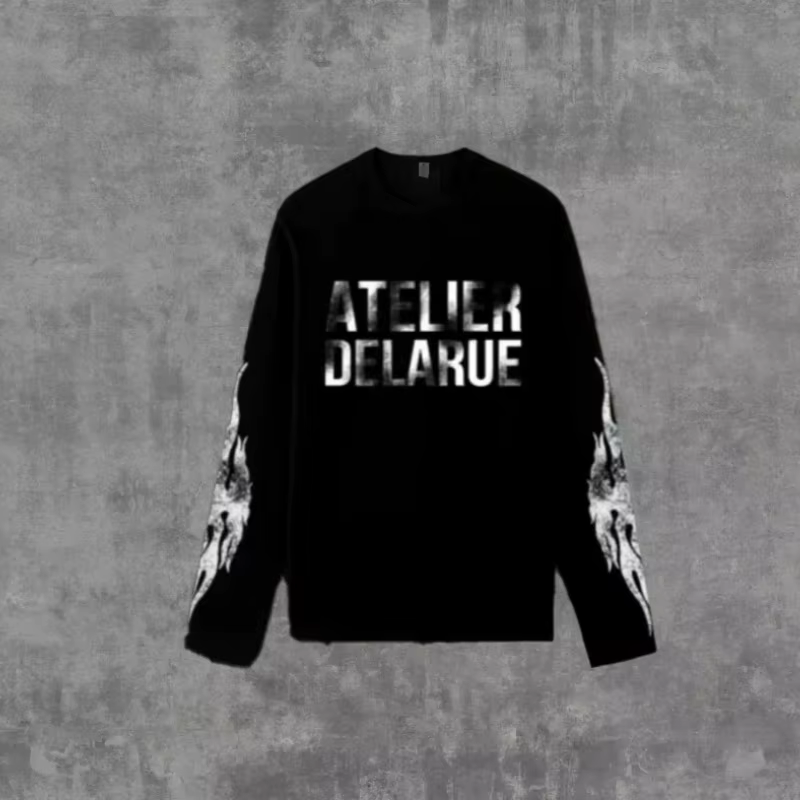 Y2K Harajuku rétro Niche à manches longues imprimé lettre flamme hauts nouvelle mode décontracté con