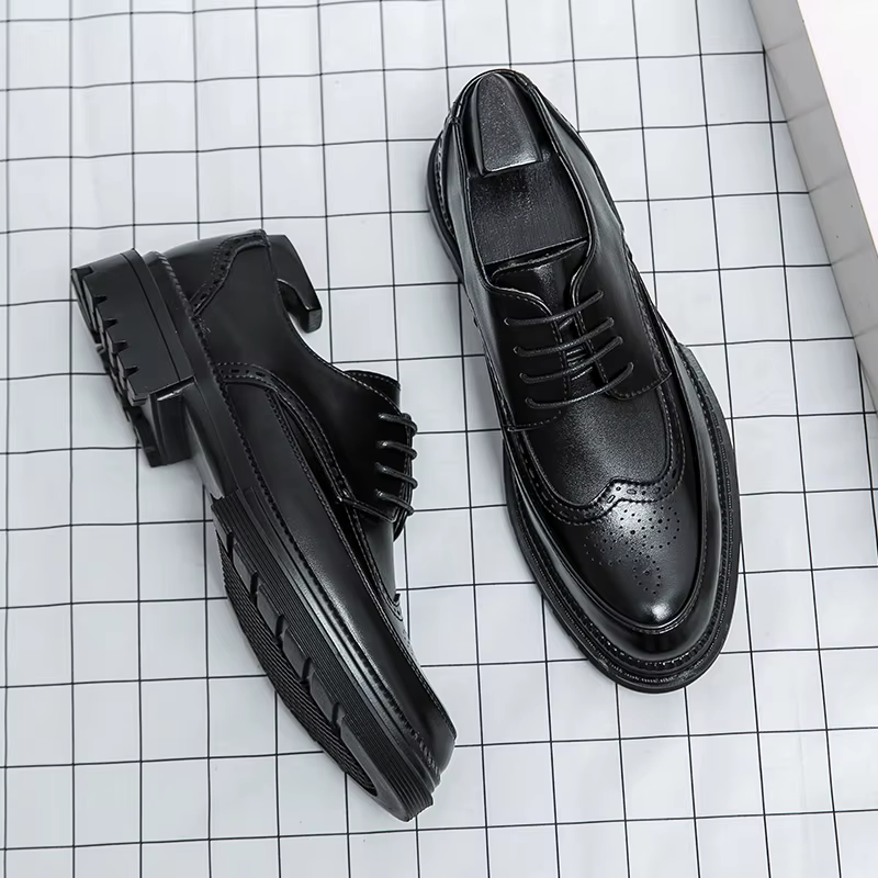 Chaussures en cuir à lacets pour jeunes hommes, chaussures d'affaires formelles, chaussures de maria