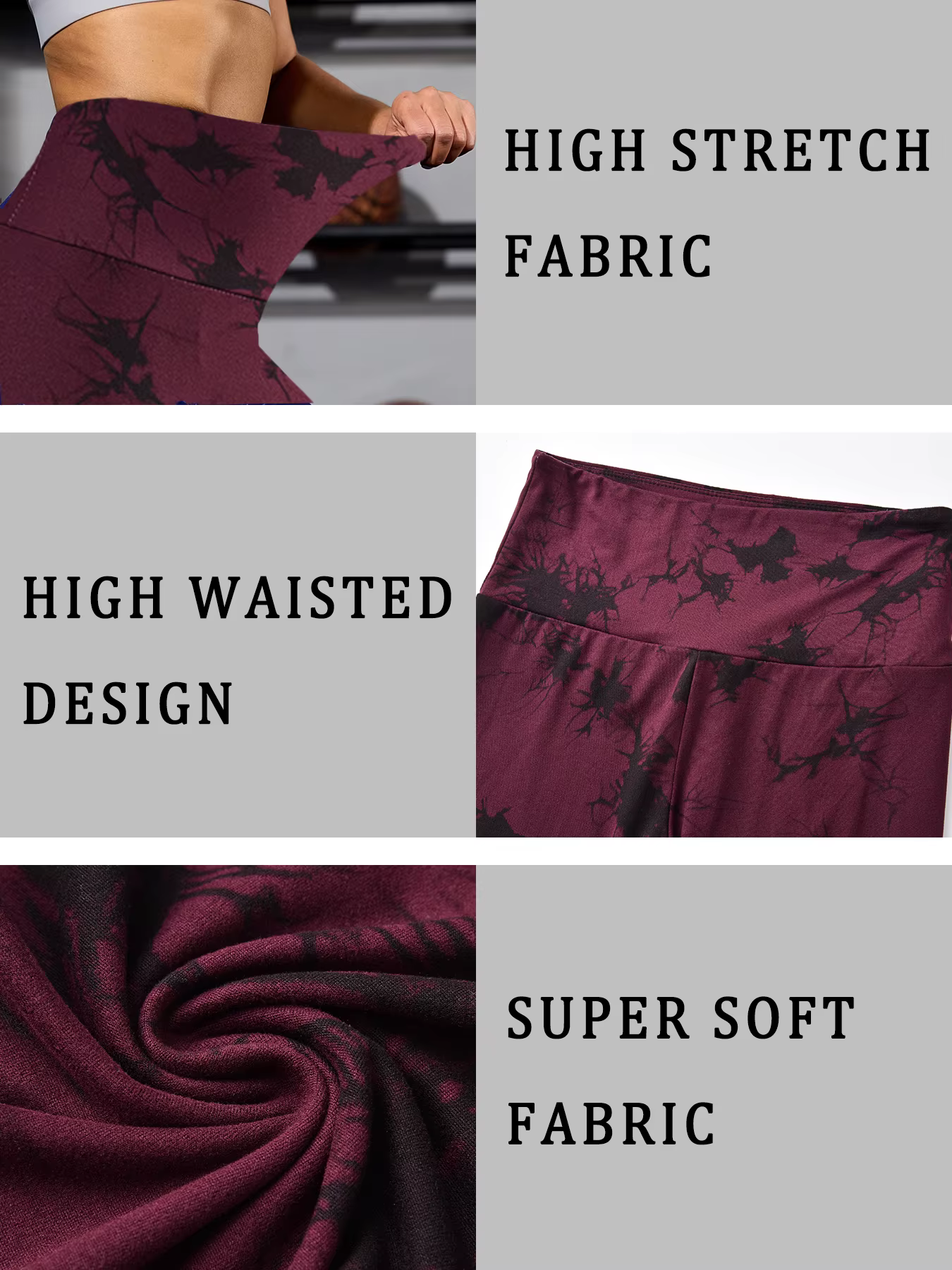 Leggings de sport tie-dye taille haute super doux pour femmes, non transparents, pour l'entraînement