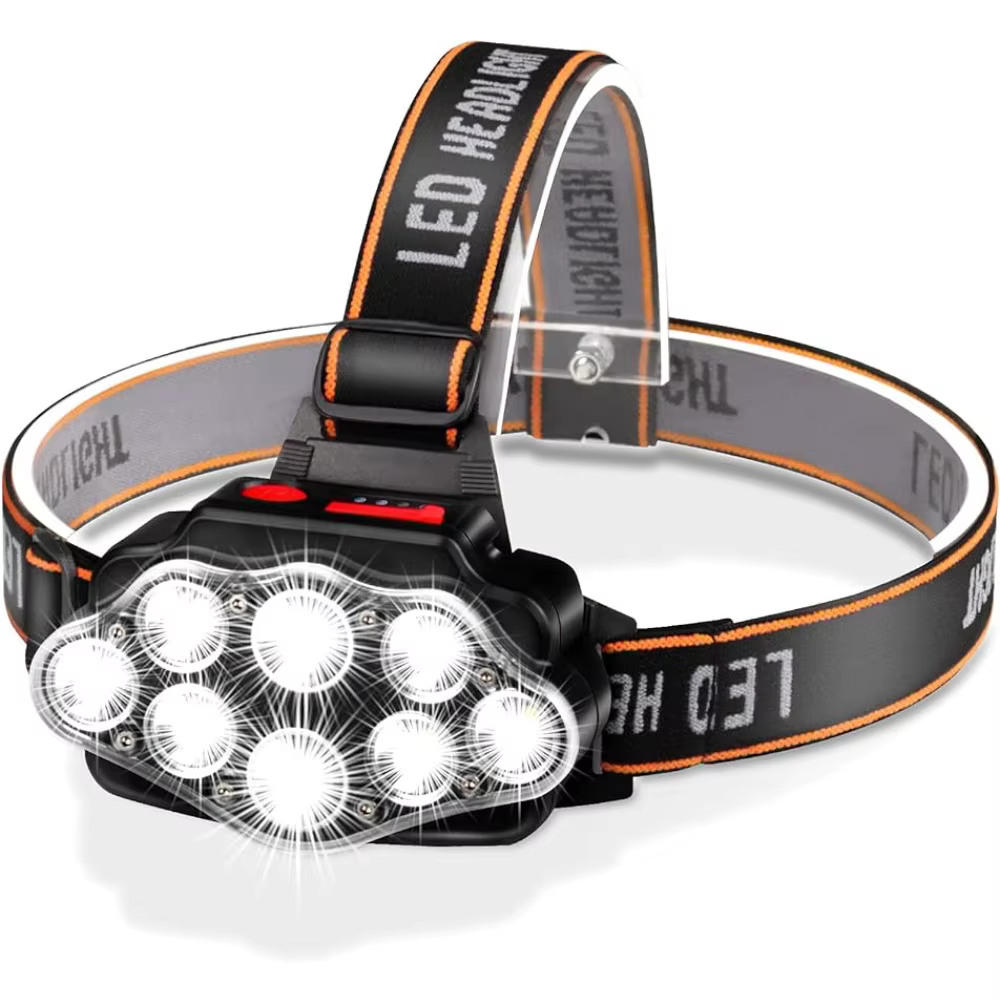Lampe de sauna aste par USB à LED, lampe frontale lumineuse à haute luminosité avec 8 LED, lampe de