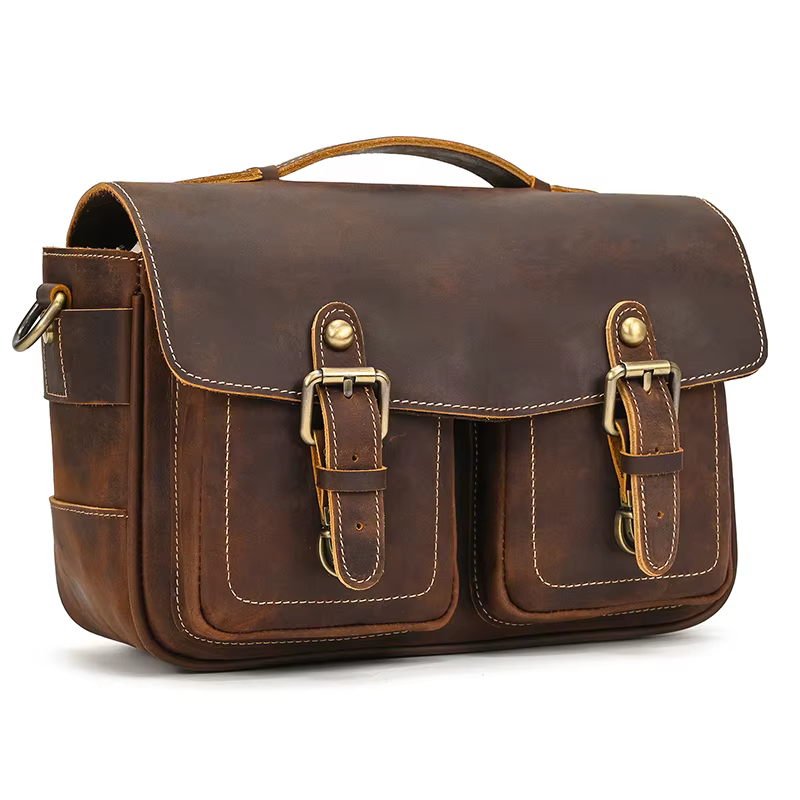 Grand sac messager en cuir pour hommes, sacs à bandoulière en peau de vache véritable, sac d'école p